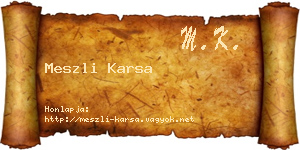 Meszli Karsa névjegykártya